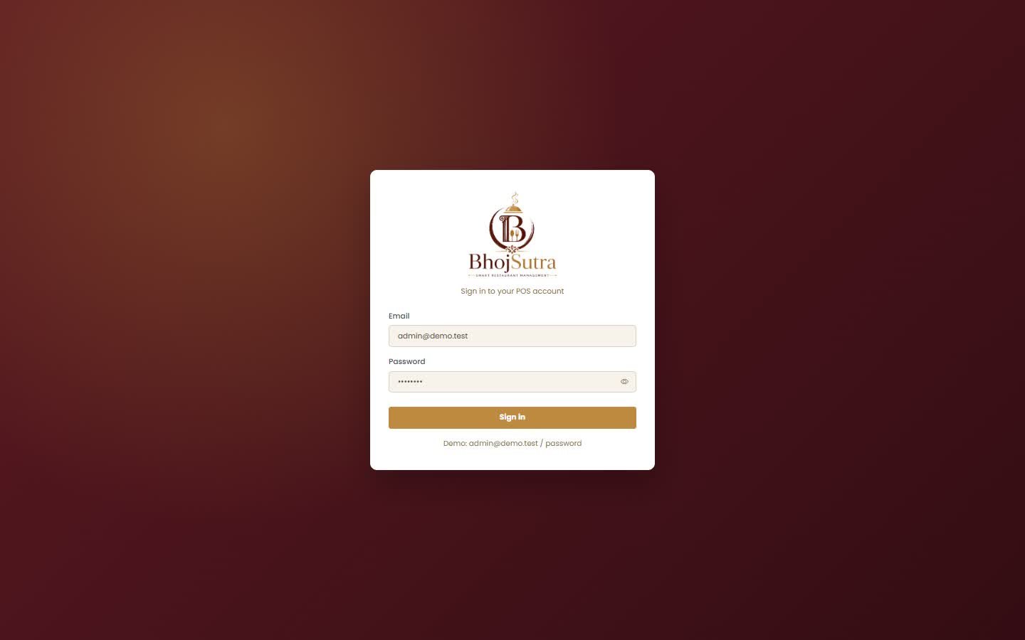 BhojSutra Login Screen